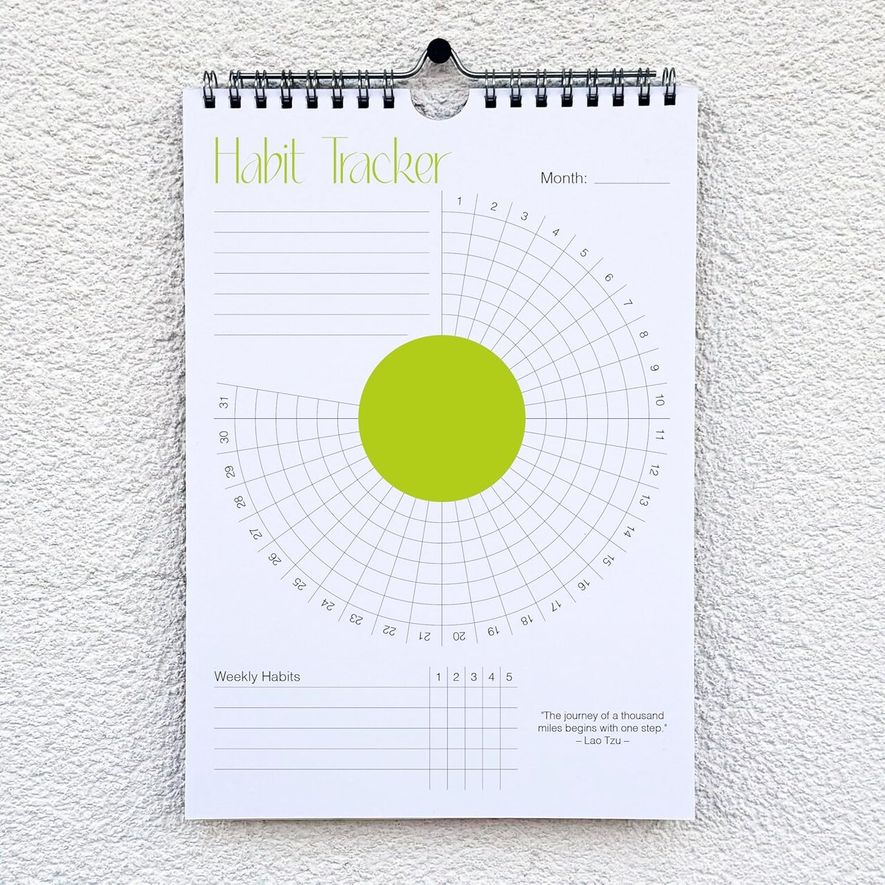 Habit Tracker Calendar (Undated 12 Month) with Silver Spiral Bound and Hanger, 7"x10" Habit Planner, Daily Weekly and Monthly Habit Tracker Journal, Habit Calendar, Colorful Layout.